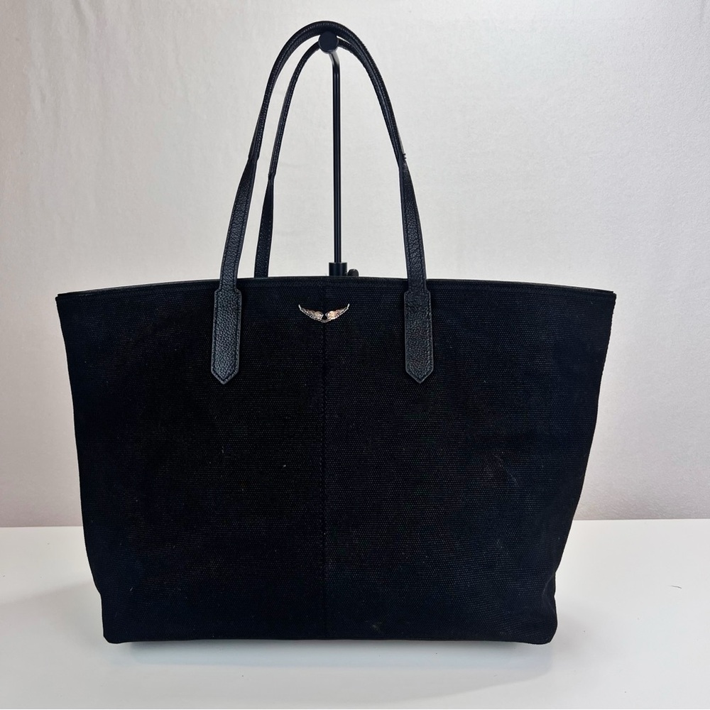 Zadig & Voltaire Mick Wings Black Tote Bag Canvas and Leather - Picture 2 of 10